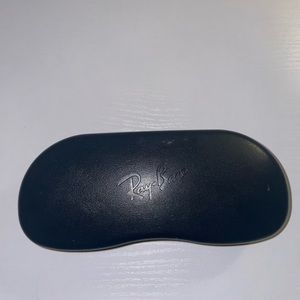 Ray-Ban Eyeglasses Case in Black with unopened lens cleaning cloth in grey